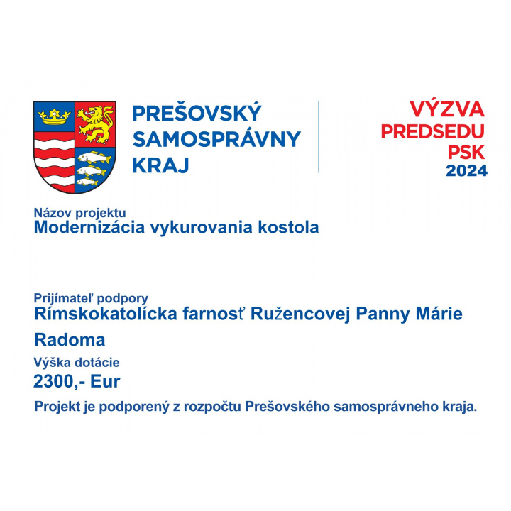 Výzva predsedu PSK 2024 pre kostol Ružencovej Panny Márie Radoma